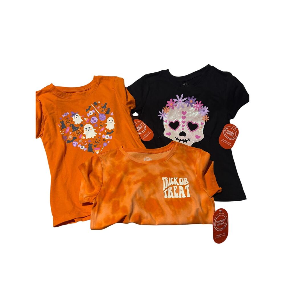 Wonder Nation M 7/8 Halloween bundle of 3 new short sleeve t shirts nwot